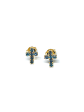 Mini Blue Cross Earrings