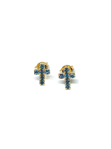 Mini Blue Cross Earrings