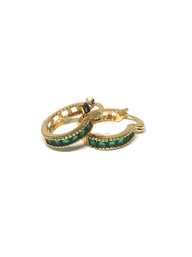 Mini Emerald Hoops